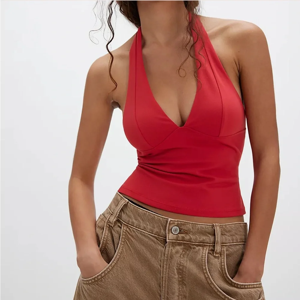 NWT Free People Intimately Still Here Halter Cami in Red. Size X-Small